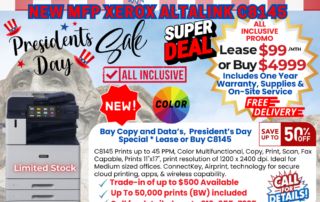 Presidents Day sale on Xerox AltaLink C8145 color multifunction copier in Tampa Bay Florida from Bay Copy and Data